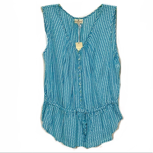 grand & greene Tops - Designer Turquoise & White Herringbone Tunic Size XL
